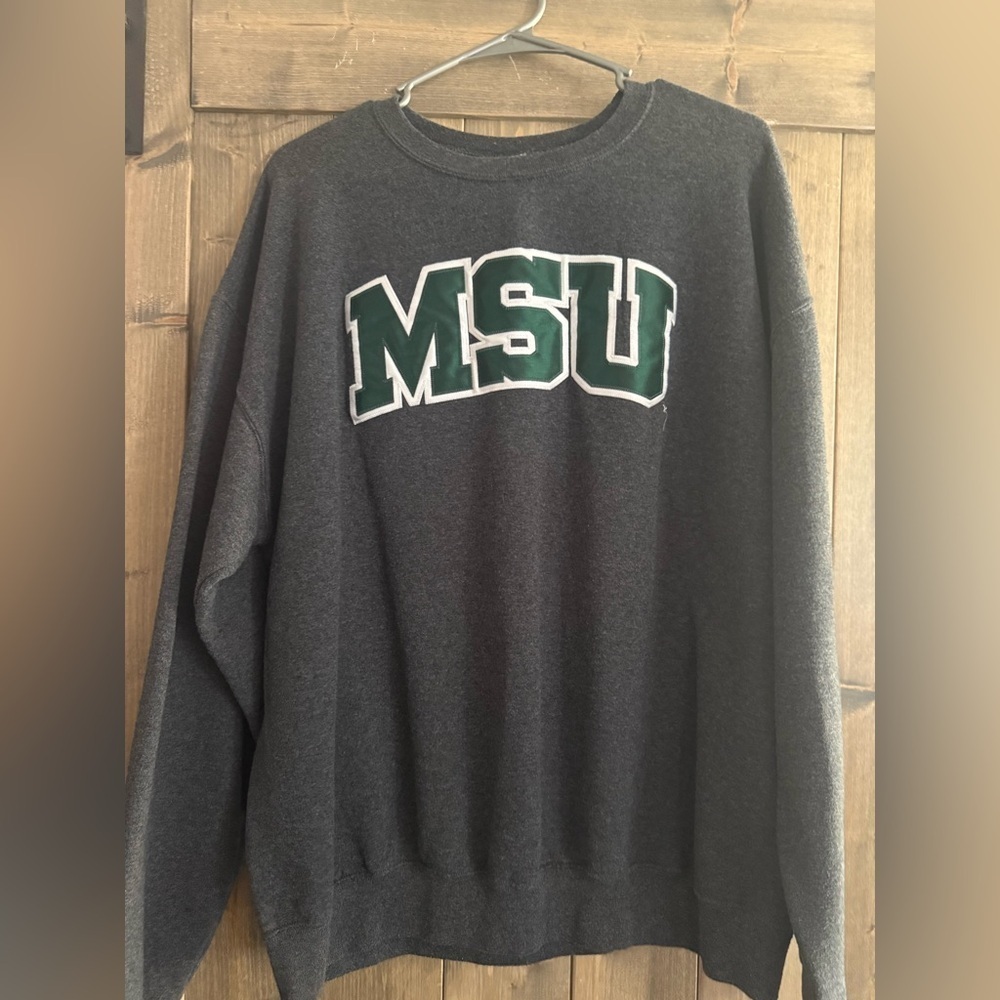 Jerzees Dark Gray MSU Crewneck Sweater